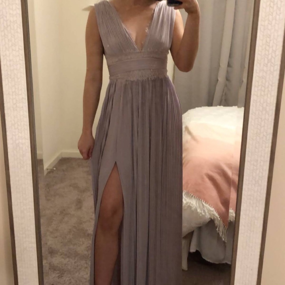 ASOS Mauve/Tan Pleated Long Formal Dress